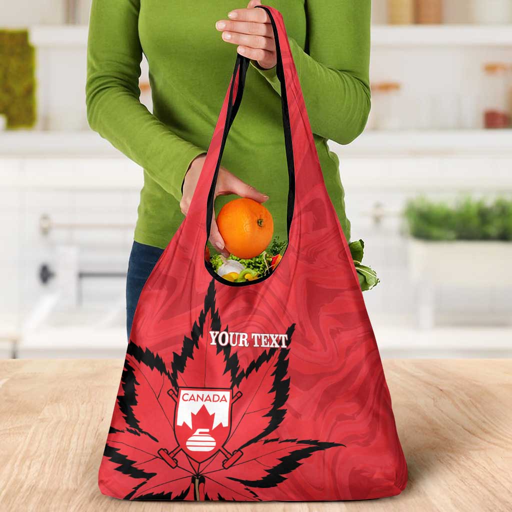 Custom Canada Curling Grocery Bag Go Maple Leaf Marble Style - Wonder Print Shop