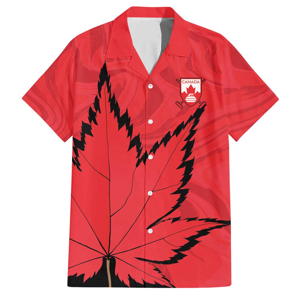 Custom Canada Curling Hawaiian Shirt Go Maple Leaf Marble Style - Wonder Print Shop