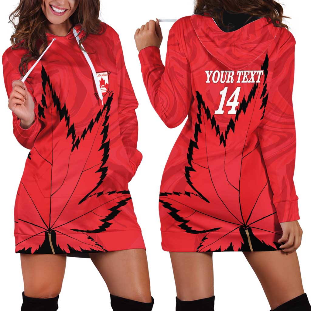 Custom Canada Curling Hoodie Dress Go Maple Leaf Marble Style - Wonder Print Shop
