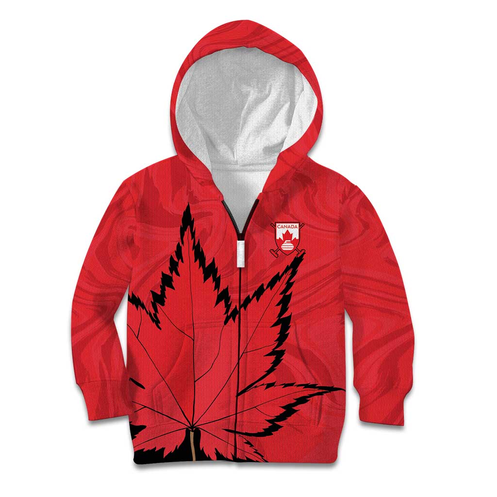 Custom Canada Curling Kid Hoodie Go Maple Leaf Marble Style - Wonder Print Shop