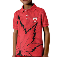 Custom Canada Curling Kid Polo Shirt Go Maple Leaf Marble Style - Wonder Print Shop