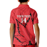 Custom Canada Curling Kid Polo Shirt Go Maple Leaf Marble Style - Wonder Print Shop