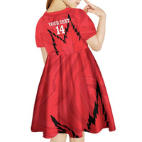 Custom Canada Curling Kid Short Sleeve Dress Go Maple Leaf Marble Style - Wonder Print Shop
