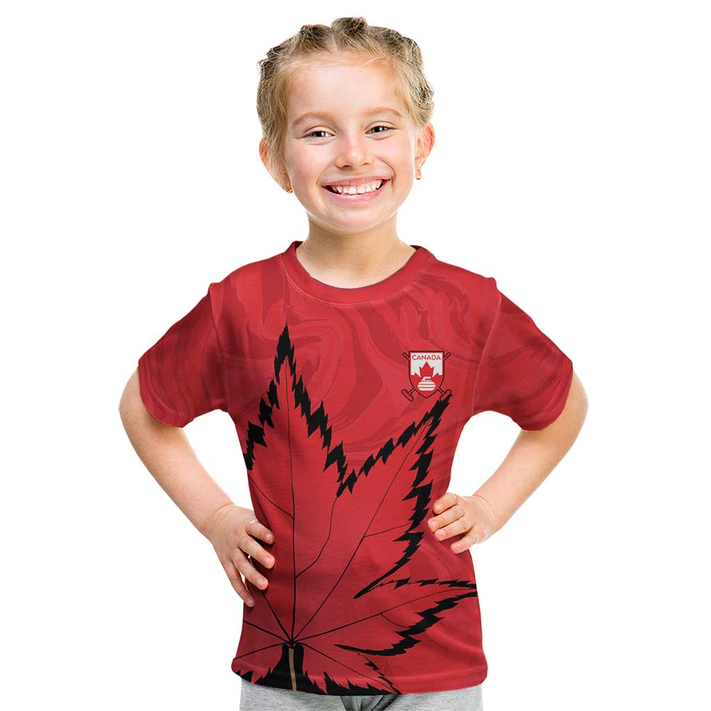 Custom Canada Curling Kid T Shirt Go Maple Leaf Marble Style - Wonder Print Shop