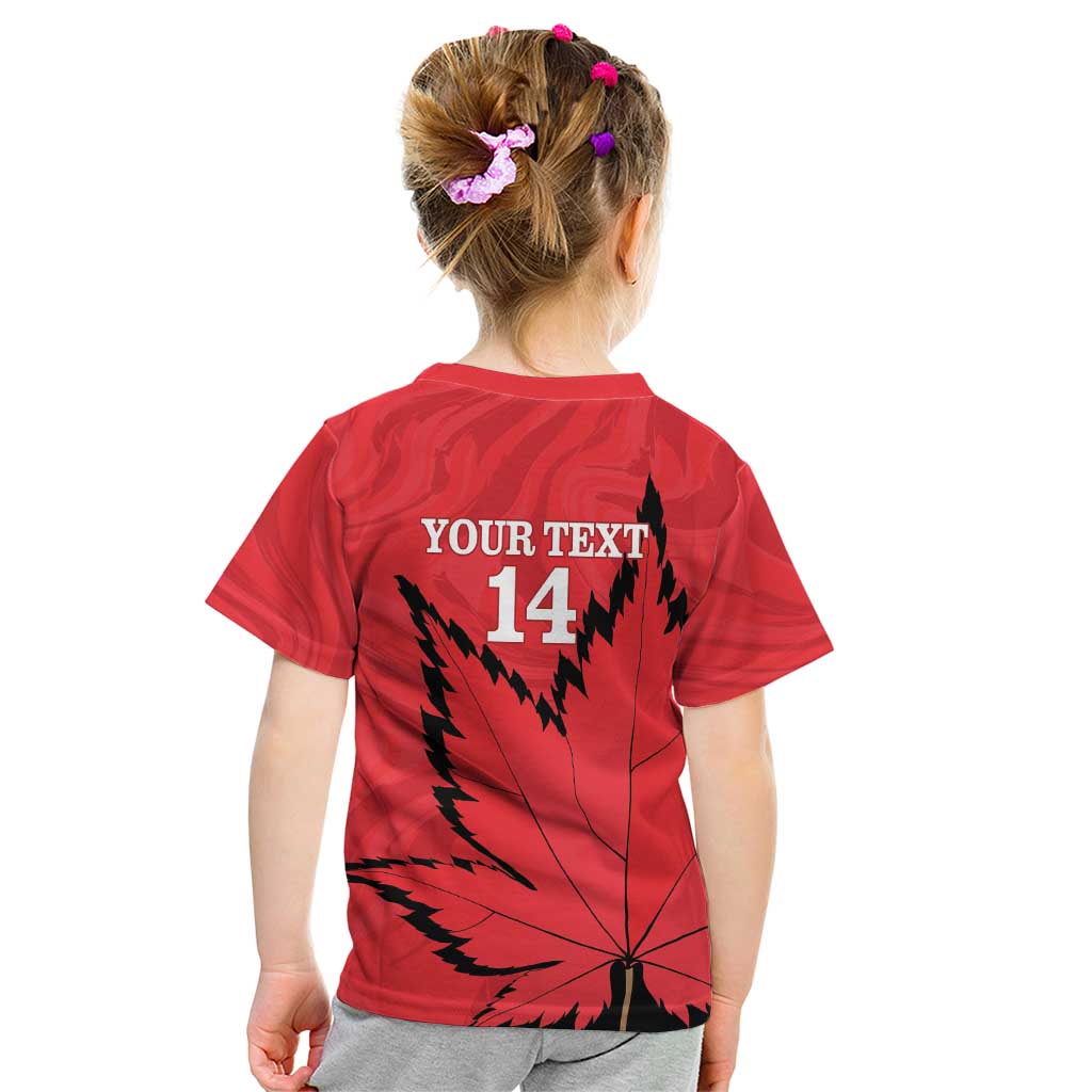 Custom Canada Curling Kid T Shirt Go Maple Leaf Marble Style - Wonder Print Shop