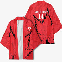 Custom Canada Curling Kimono Go Maple Leaf Marble Style - Wonder Print Shop
