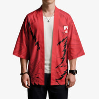 Custom Canada Curling Kimono Go Maple Leaf Marble Style - Wonder Print Shop