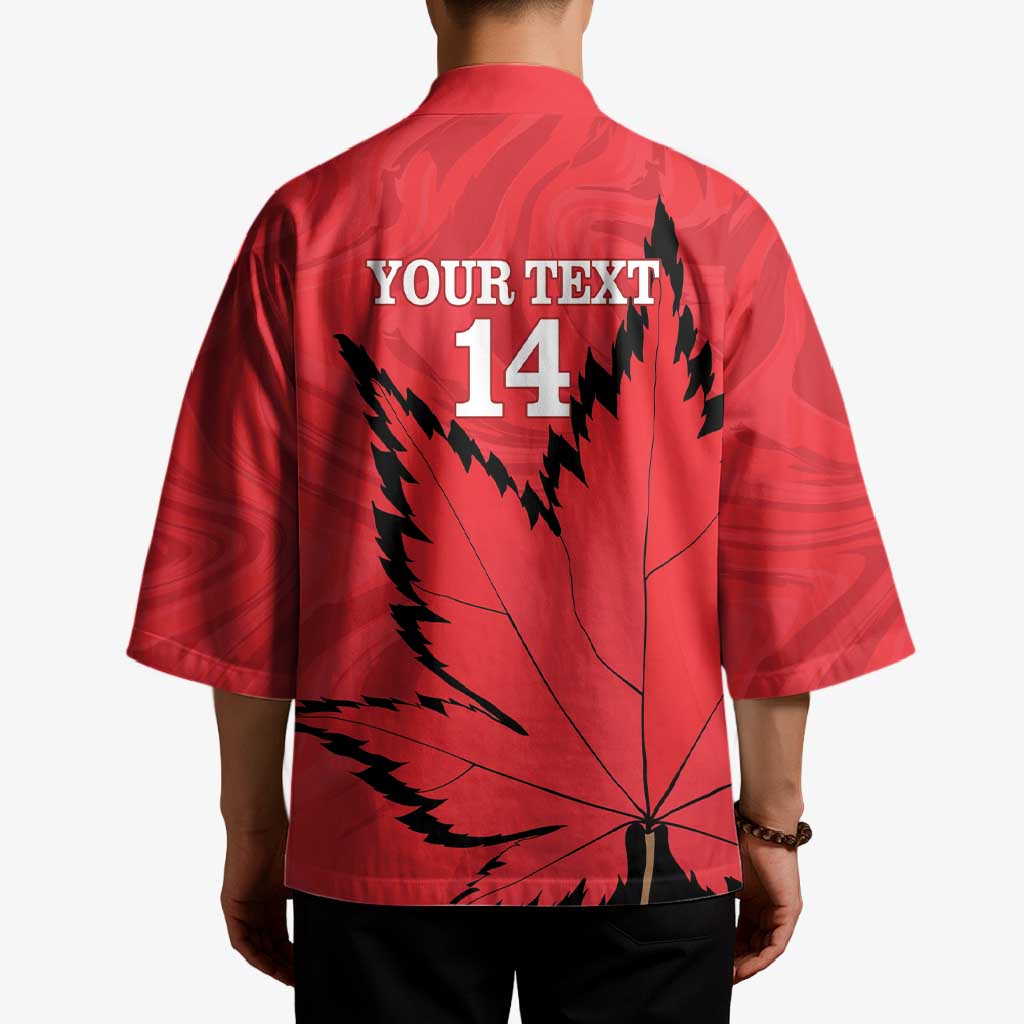 Custom Canada Curling Kimono Go Maple Leaf Marble Style - Wonder Print Shop