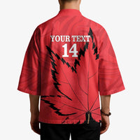 Custom Canada Curling Kimono Go Maple Leaf Marble Style - Wonder Print Shop