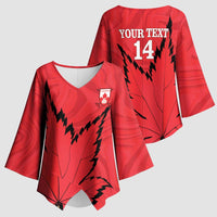 Custom Canada Curling Kimono Sleeve Blouse Go Maple Leaf Marble Style - Wonder Print Shop