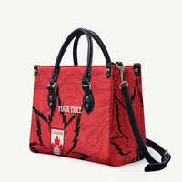 Custom Canada Curling Leather Bag Go Maple Leaf Marble Style - Wonder Print Shop