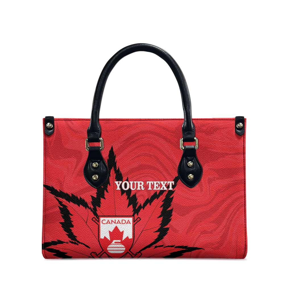 Custom Canada Curling Leather Bag Go Maple Leaf Marble Style - Wonder Print Shop