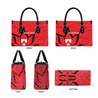 Custom Canada Curling Leather Bag Go Maple Leaf Marble Style - Wonder Print Shop