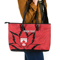 Custom Canada Curling Leather Tote Bag Go Maple Leaf Marble Style - Wonder Print Shop