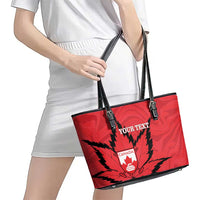 Custom Canada Curling Leather Tote Bag Go Maple Leaf Marble Style - Wonder Print Shop