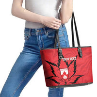 Custom Canada Curling Leather Tote Bag Go Maple Leaf Marble Style - Wonder Print Shop