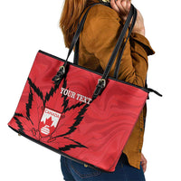 Custom Canada Curling Leather Tote Bag Go Maple Leaf Marble Style - Wonder Print Shop