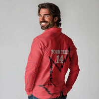 Custom Canada Curling Long Sleeve Polo Shirt Go Maple Leaf Marble Style - Wonder Print Shop