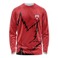 Custom Canada Curling Long Sleeve Shirt Go Maple Leaf Marble Style - Wonder Print Shop
