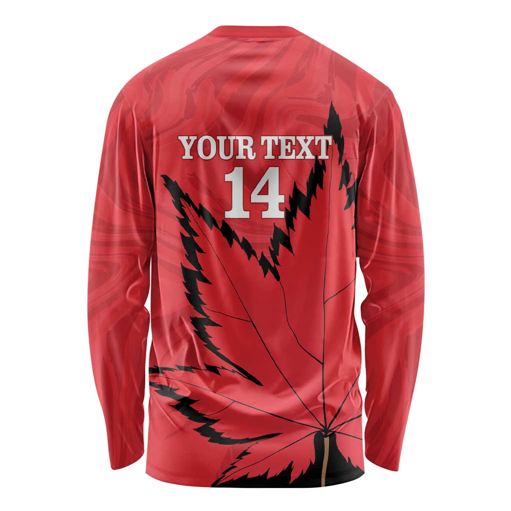 Custom Canada Curling Long Sleeve Shirt Go Maple Leaf Marble Style - Wonder Print Shop