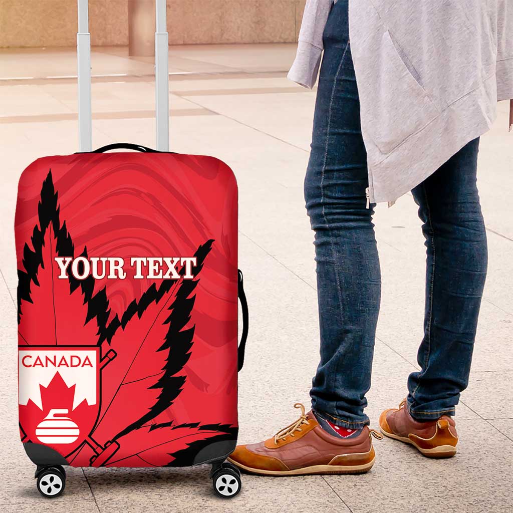 Custom Canada Curling Luggage Cover Go Maple Leaf Marble Style - Wonder Print Shop