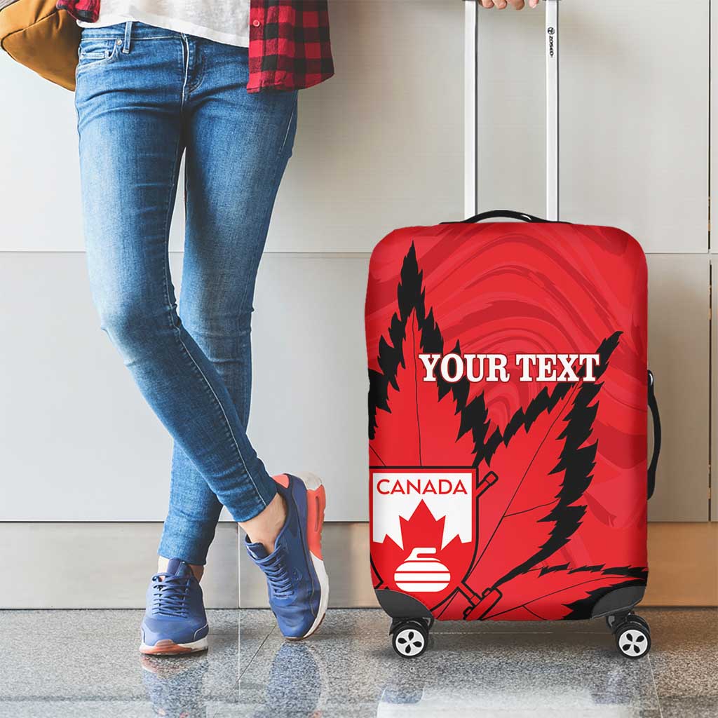 Custom Canada Curling Luggage Cover Go Maple Leaf Marble Style - Wonder Print Shop
