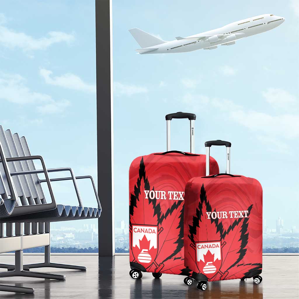 Custom Canada Curling Luggage Cover Go Maple Leaf Marble Style - Wonder Print Shop