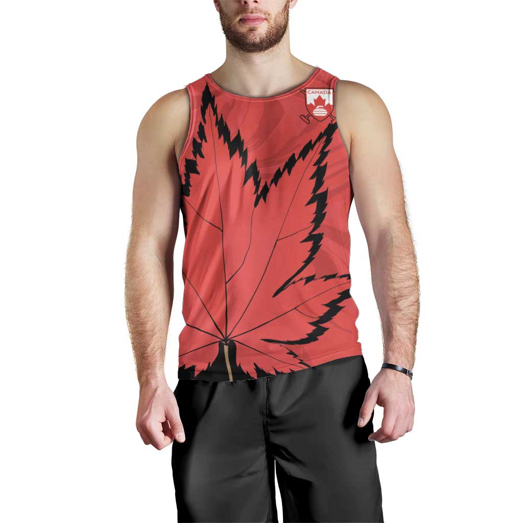 Custom Canada Curling Men Tank Top Go Maple Leaf Marble Style - Wonder Print Shop