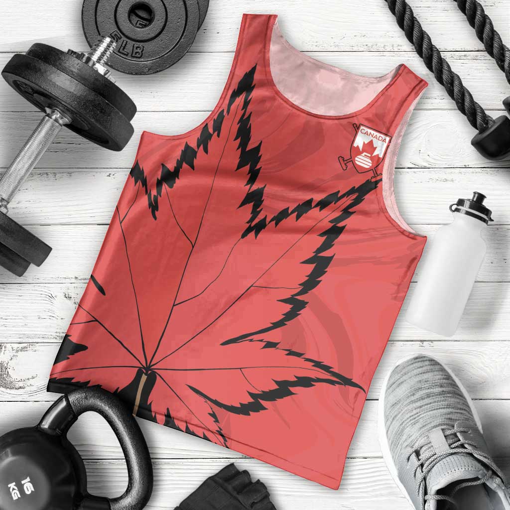 Custom Canada Curling Men Tank Top Go Maple Leaf Marble Style - Wonder Print Shop