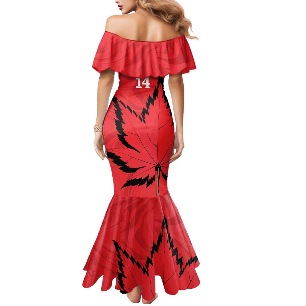Custom Canada Curling Mermaid Dress Go Maple Leaf Marble Style - Wonder Print Shop