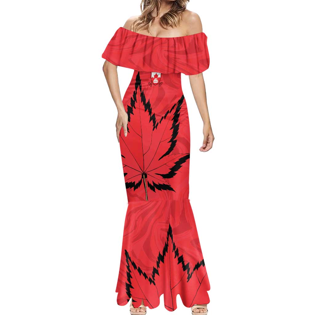Custom Canada Curling Mermaid Dress Go Maple Leaf Marble Style - Wonder Print Shop
