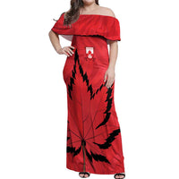 Custom Canada Curling Off Shoulder Maxi Dress Go Maple Leaf Marble Style - Wonder Print Shop