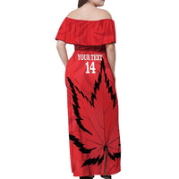 Custom Canada Curling Off Shoulder Maxi Dress Go Maple Leaf Marble Style - Wonder Print Shop