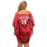 Custom Canada Curling Off Shoulder Short Dress Go Maple Leaf Marble Style - Wonder Print Shop