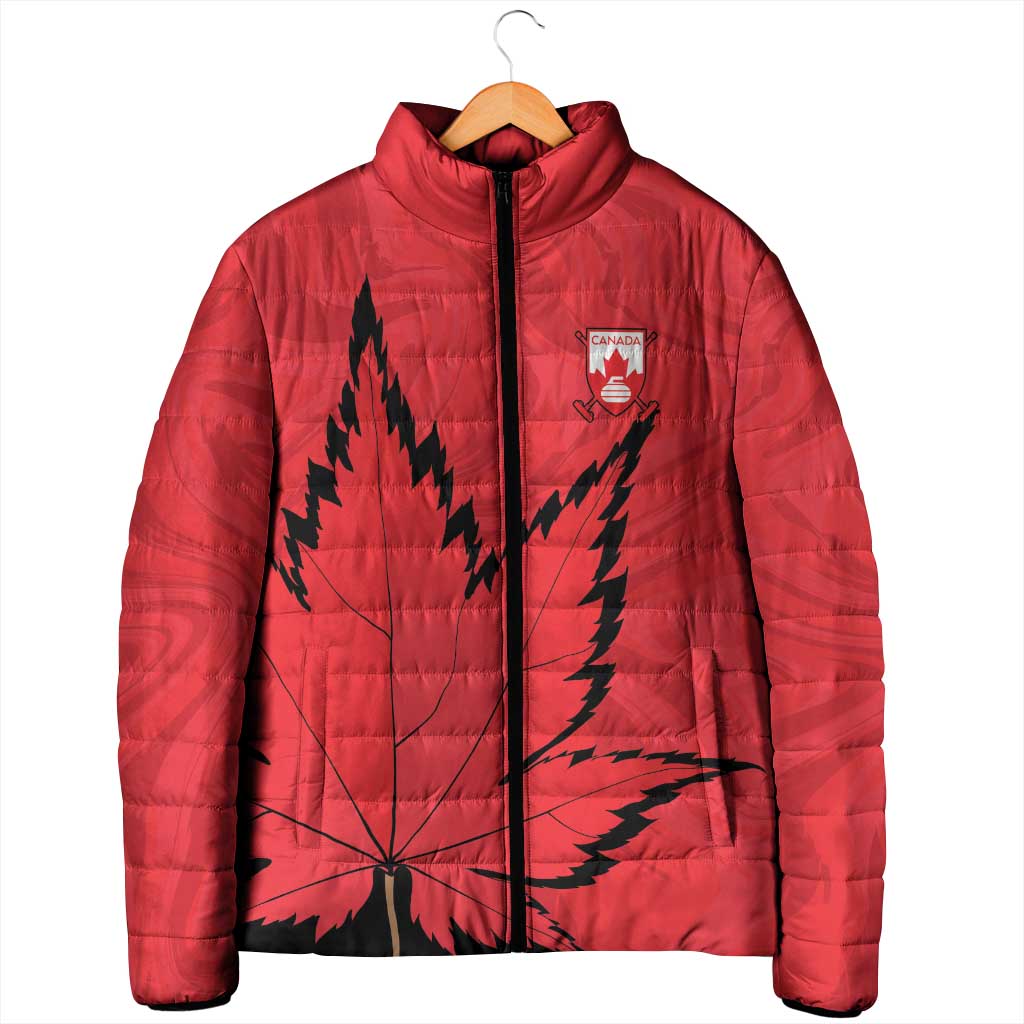 Custom Canada Curling Padded Jacket Go Maple Leaf Marble Style - Wonder Print Shop