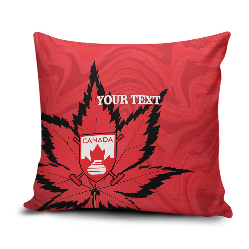 Custom Canada Curling Pillow Cover Go Maple Leaf Marble Style - Wonder Print Shop