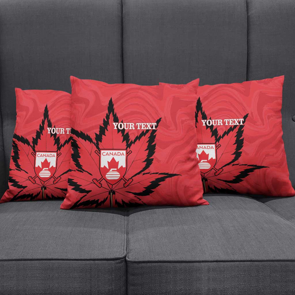 Custom Canada Curling Pillow Cover Go Maple Leaf Marble Style - Wonder Print Shop