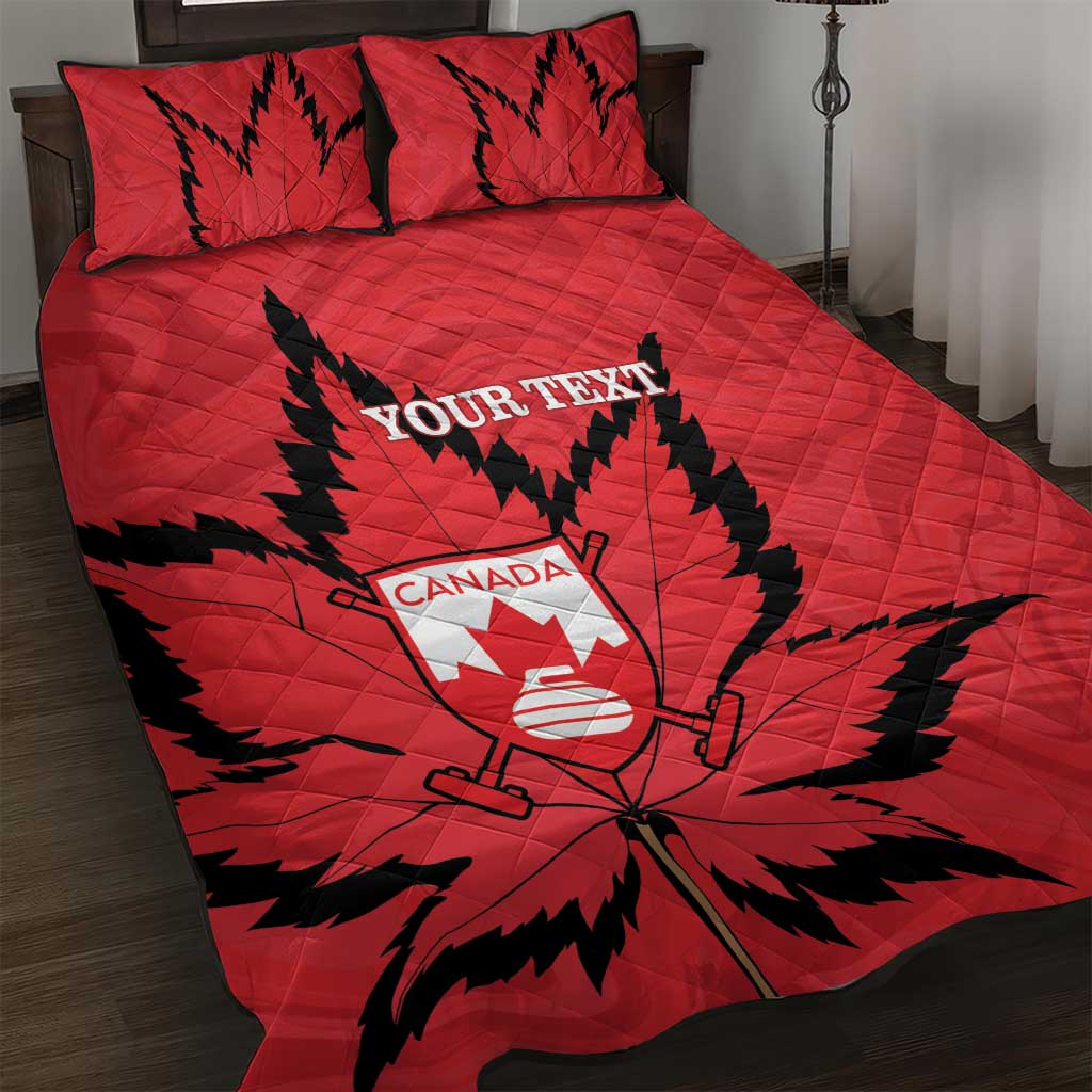 Custom Canada Curling Quilt Bed Set Go Maple Leaf Marble Style - Wonder Print Shop