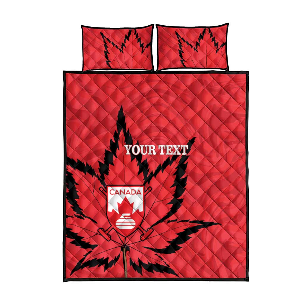 Custom Canada Curling Quilt Bed Set Go Maple Leaf Marble Style - Wonder Print Shop