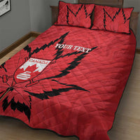 Custom Canada Curling Quilt Bed Set Go Maple Leaf Marble Style - Wonder Print Shop