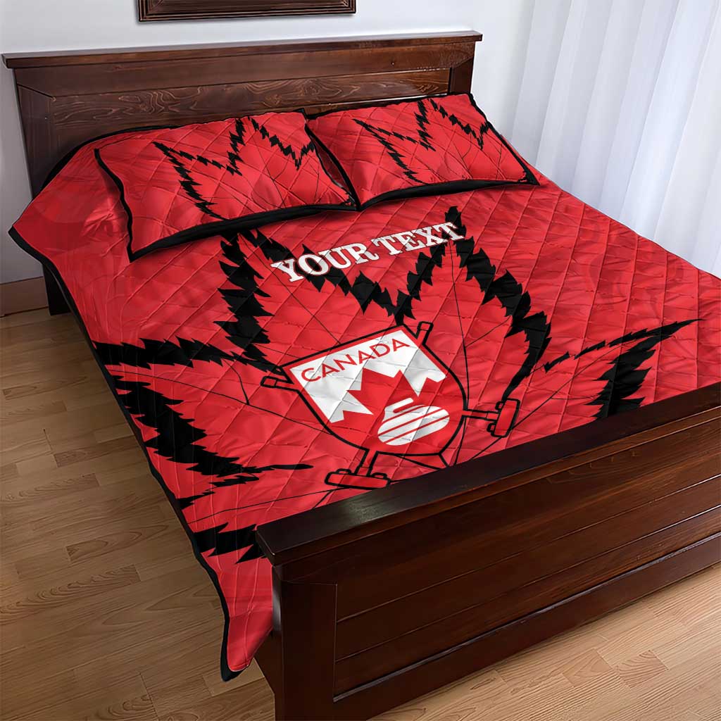 Custom Canada Curling Quilt Bed Set Go Maple Leaf Marble Style - Wonder Print Shop