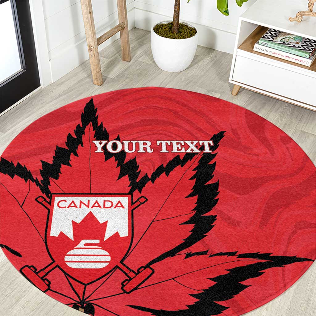 Custom Canada Curling Round Carpet Go Maple Leaf Marble Style - Wonder Print Shop