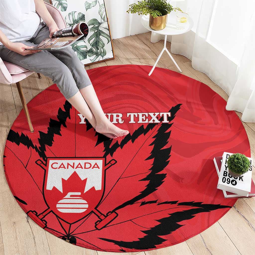 Custom Canada Curling Round Carpet Go Maple Leaf Marble Style - Wonder Print Shop