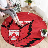 Custom Canada Curling Round Carpet Go Maple Leaf Marble Style - Wonder Print Shop