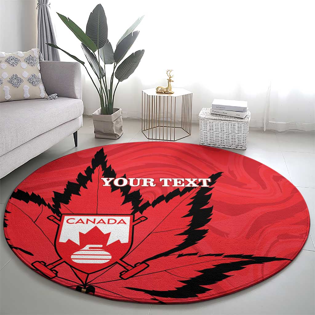 Custom Canada Curling Round Carpet Go Maple Leaf Marble Style - Wonder Print Shop