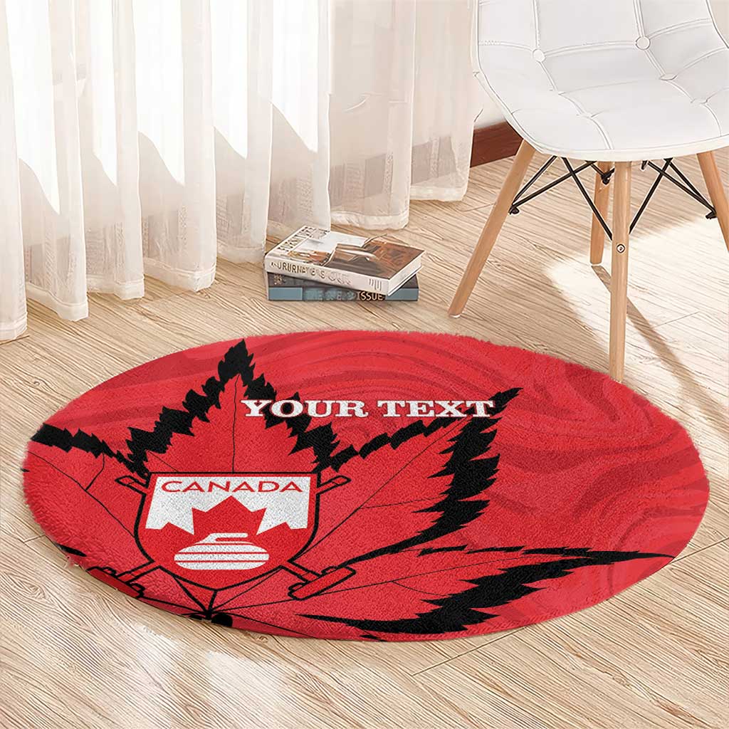 Custom Canada Curling Round Carpet Go Maple Leaf Marble Style - Wonder Print Shop
