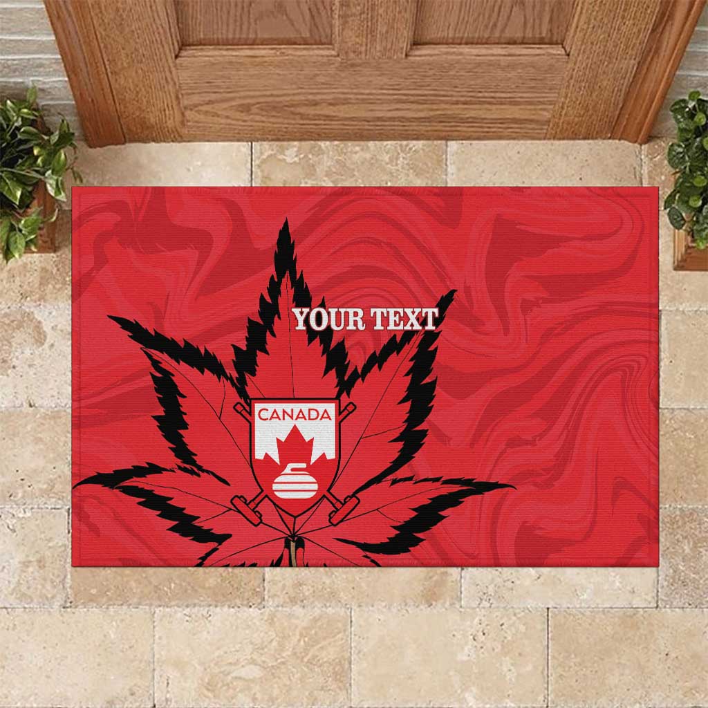 Custom Canada Curling Rubber Doormat Go Maple Leaf Marble Style - Wonder Print Shop