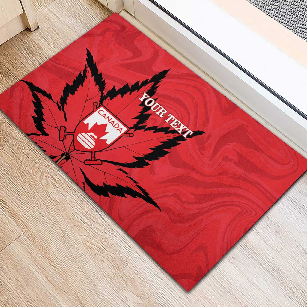 Custom Canada Curling Rubber Doormat Go Maple Leaf Marble Style - Wonder Print Shop