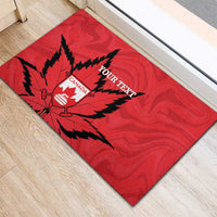 Custom Canada Curling Rubber Doormat Go Maple Leaf Marble Style - Wonder Print Shop