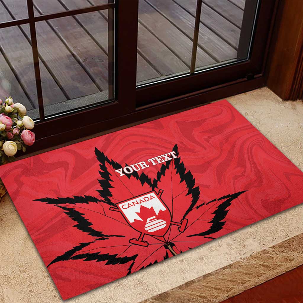 Custom Canada Curling Rubber Doormat Go Maple Leaf Marble Style - Wonder Print Shop
